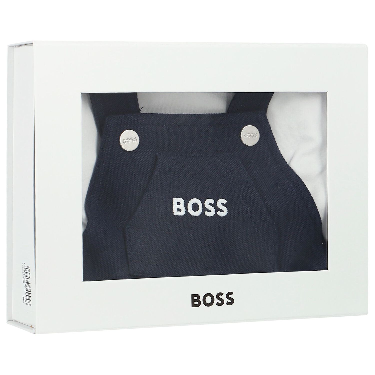 Baby Boys White & Navy Blue Logo Dungaree Set, 2, hi-res image number null