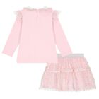 Girls Pink Tulle Skirt Set, 2, hi-res