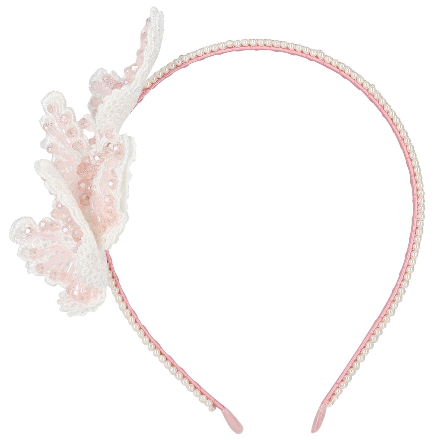 Girls White & Pink Embellished Butterfly Headband, 2, hi-res