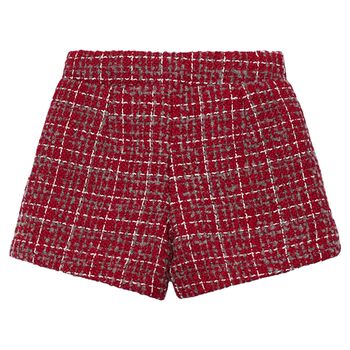 Girls Red Tweed Shorts