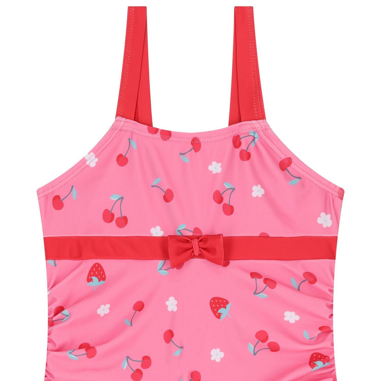 Girls Pink & Red Bow Swimsuit, 1, hi-res image number null