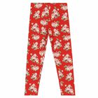 Girls Red Floral Leggings, 1, hi-res