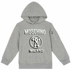 Boys Grey Logo Hooded Top, 1, hi-res