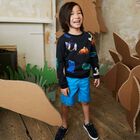 Boys Blue Cotton Shorts, 1, hi-res