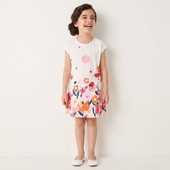 Girls White Floral Dress