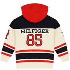 Boys Navy Blue, Red & Ivory Logo Hooded Top, 1, hi-res