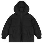 Boys Black Logo Puffer Jacket, 1, hi-res