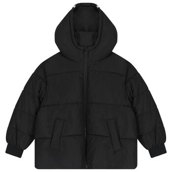 Boys Black Logo Puffer Jacket
