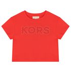 Girls Orange Logo T-Shirt, 1, hi-res