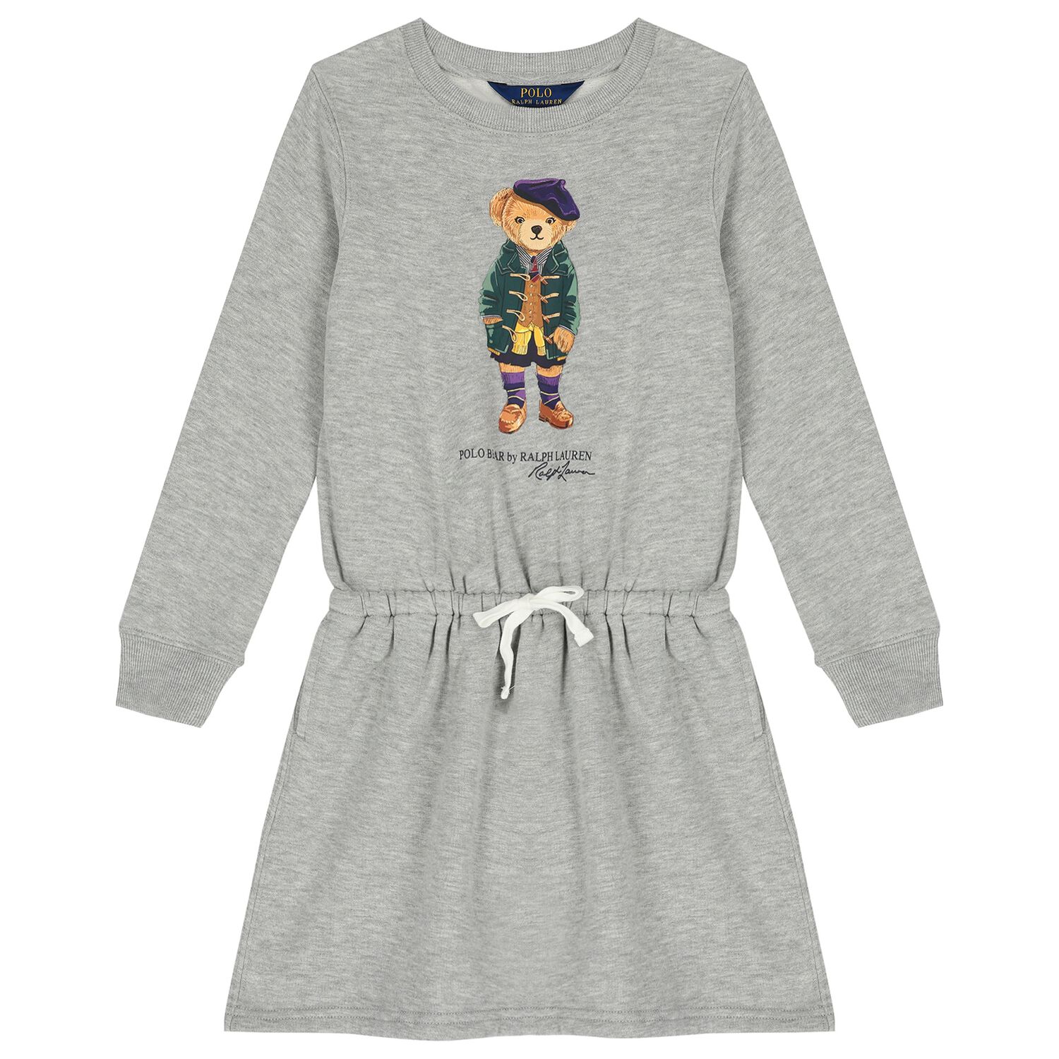 Girls Grey Polo Bear Dress, 1, hi-res image number null