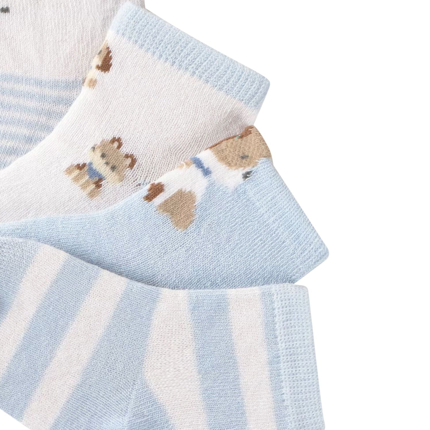 Baby Boys Blue & White Socks (4 Pack) , 1, hi-res