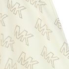 Girls Ivory & Gold Studded Logo Skirt, 1, hi-res