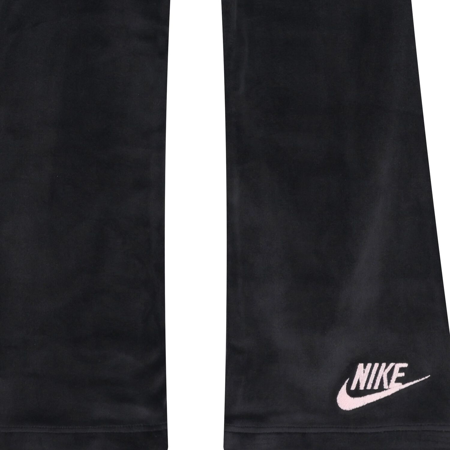 Girls Black Logo Velour Leggings, 1, hi-res