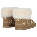 Girls Beige Suede Leather Bow Boots, 2, hi-res