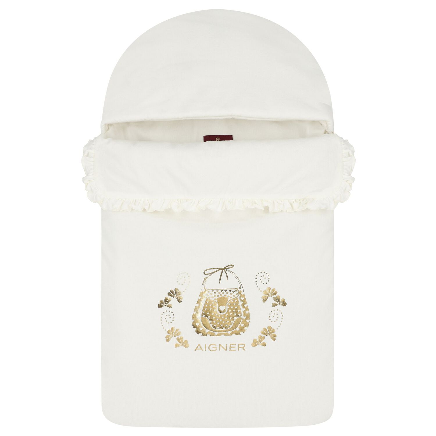 Baby Girls Ivory & Gold Logo Nest, 1, hi-res
