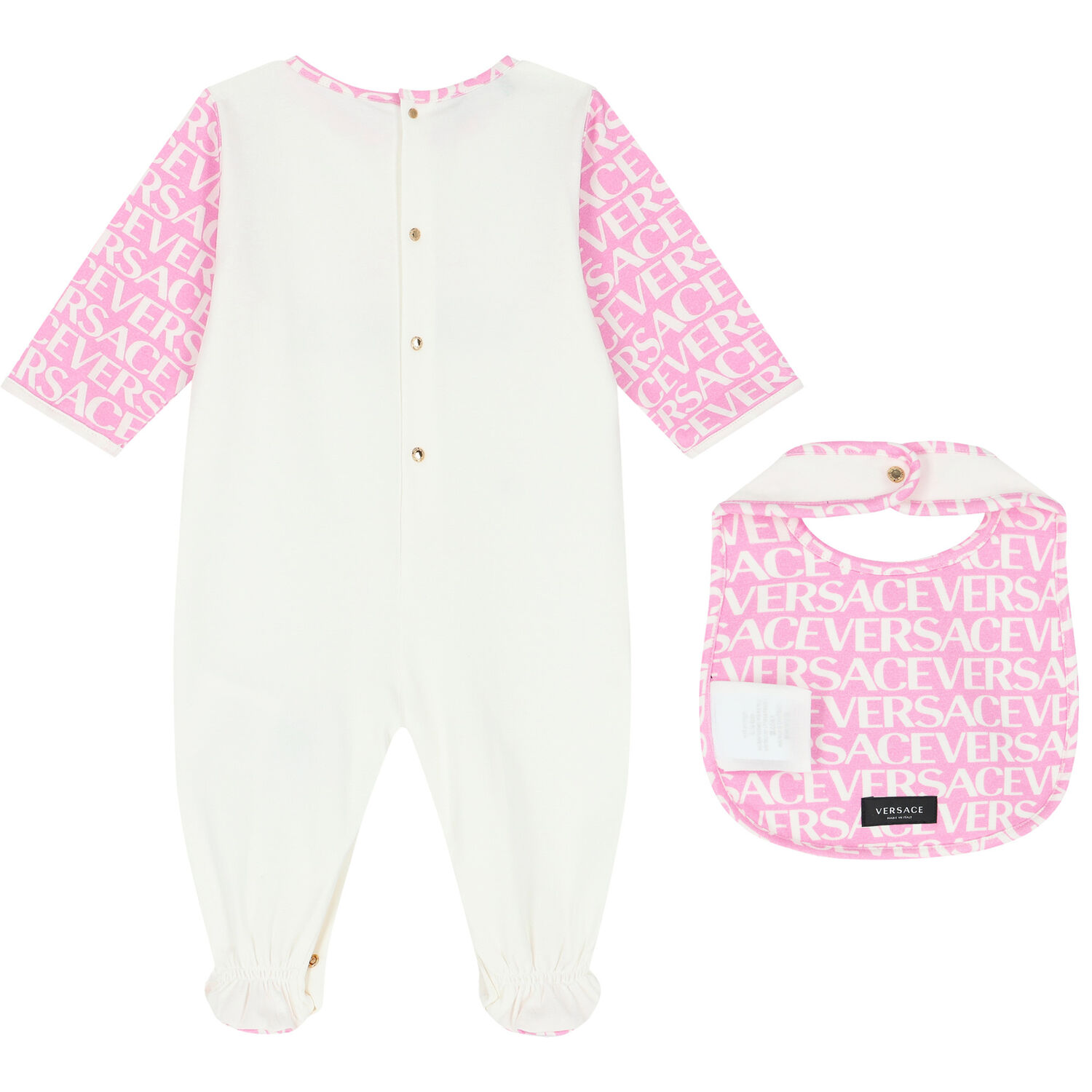 Baby Girls Ivory & Pink Logo Babygrow Set, 1, hi-res