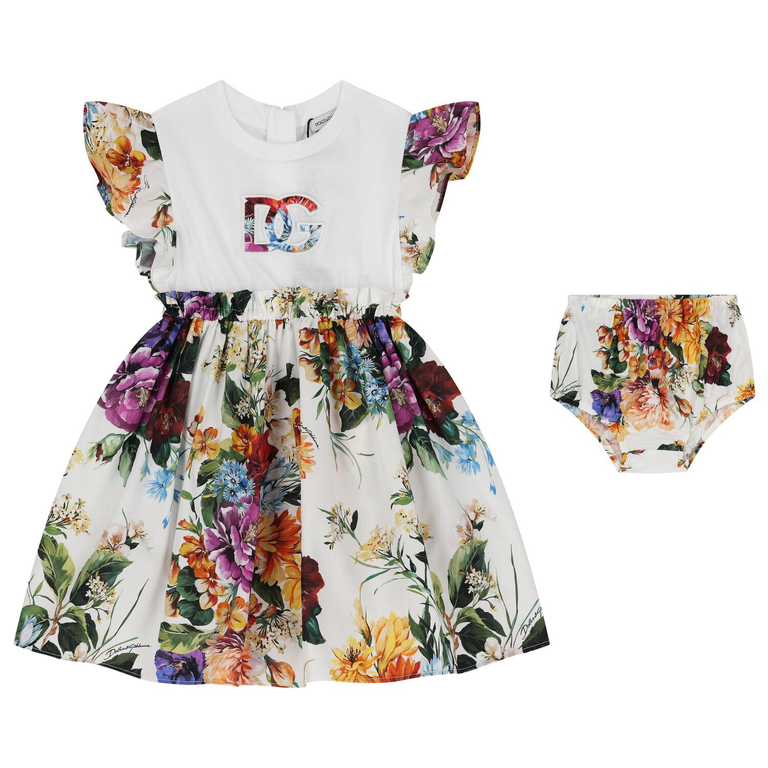 Younger Girls Multi-Coloured Logo Floral Dress Set, 1, hi-res image number null