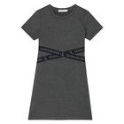 Girls Grey Logo Dress, 2, hi-res