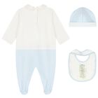 Baby Boys White & Blue Logo Babygrow Gift Set, 2, hi-res