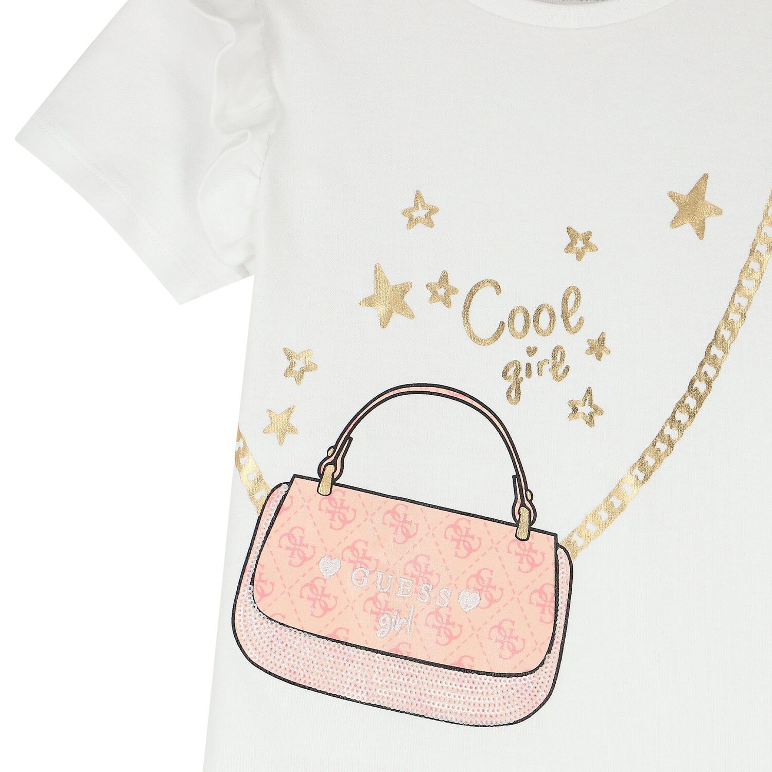 Girls White Logo Bag Dress, 1, hi-res