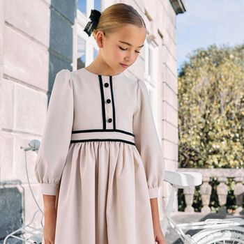 Girls Ivory Crepe Dress