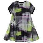 Girls Green, Black & Purple Mesh Logo 2 in 1 Dress, 1, hi-res