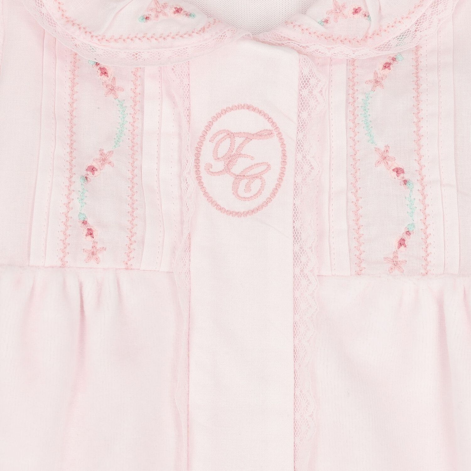 Baby Girls Pink Embroidered Collar Babygrow, 2, hi-res