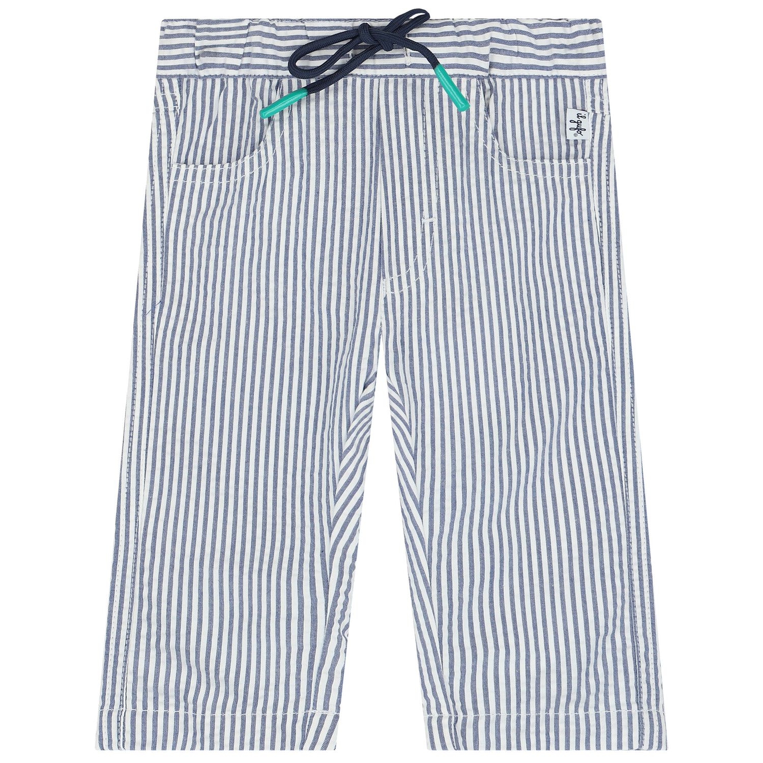 Baby Boys Blue & White Trousers, 1, hi-res image number null