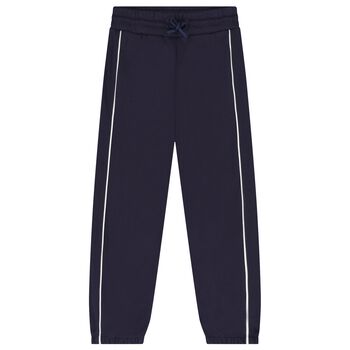 Boys Navy Blue Tiger Logo Joggers