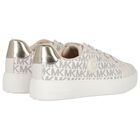 Girls Ivory & Gold Logo Trainers, 1, hi-res