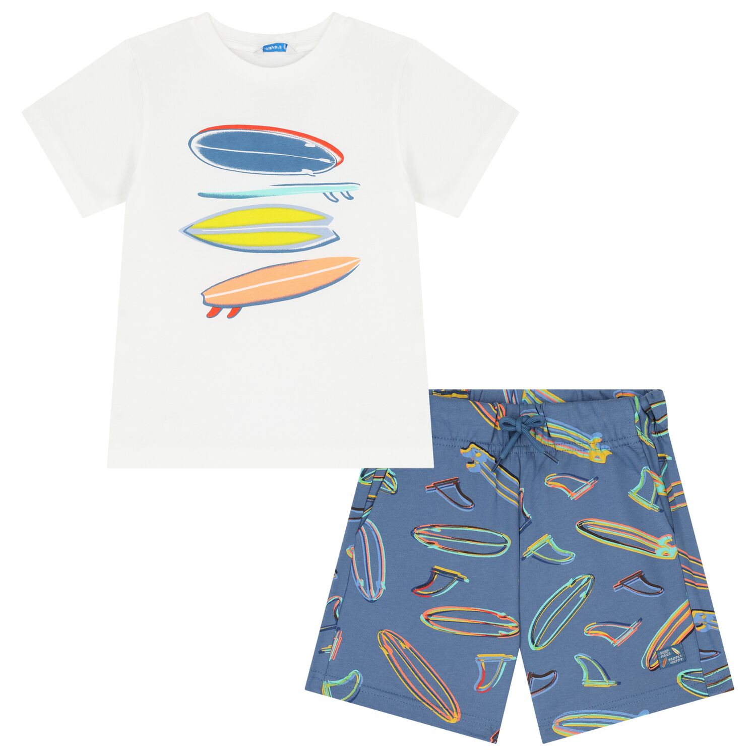 Boys White & Blue Surf Board Shorts Set, 2, hi-res image number null