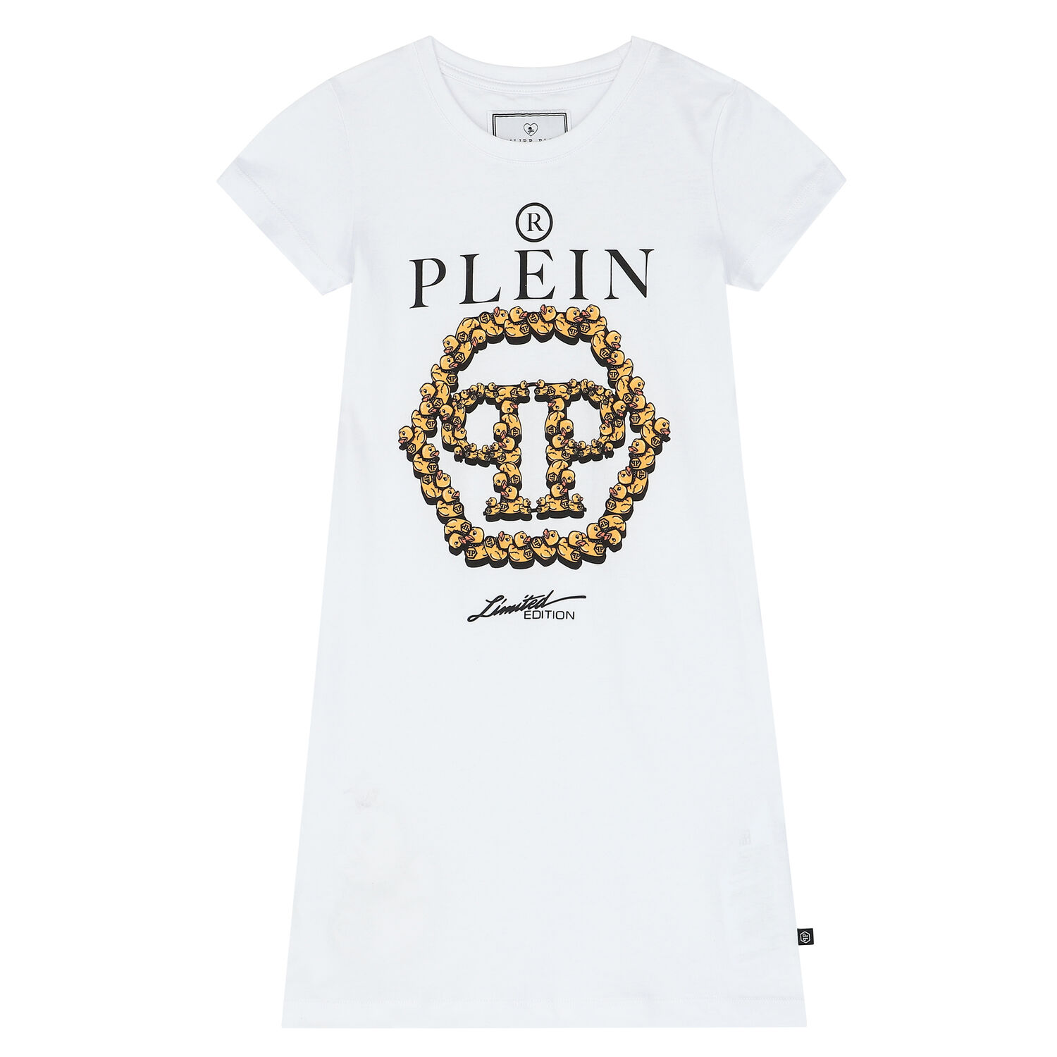 Girls White Logo Dress, 2, hi-res