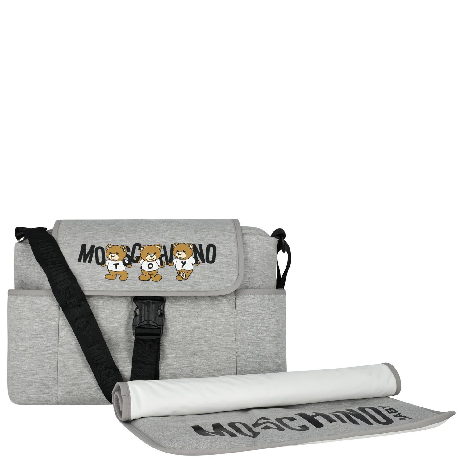 Grey Teddy Bear Logo Baby Changing Bag, 2, hi-res image number null