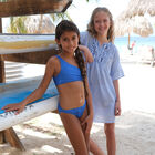 Girls Metallic Blue Bikini, 1, hi-res