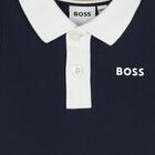 Younger Boys Navy Blue Logo Polo Shirt, 2, hi-res
