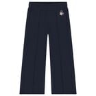 Girls Navy Blue Logo Trousers, 1, hi-res