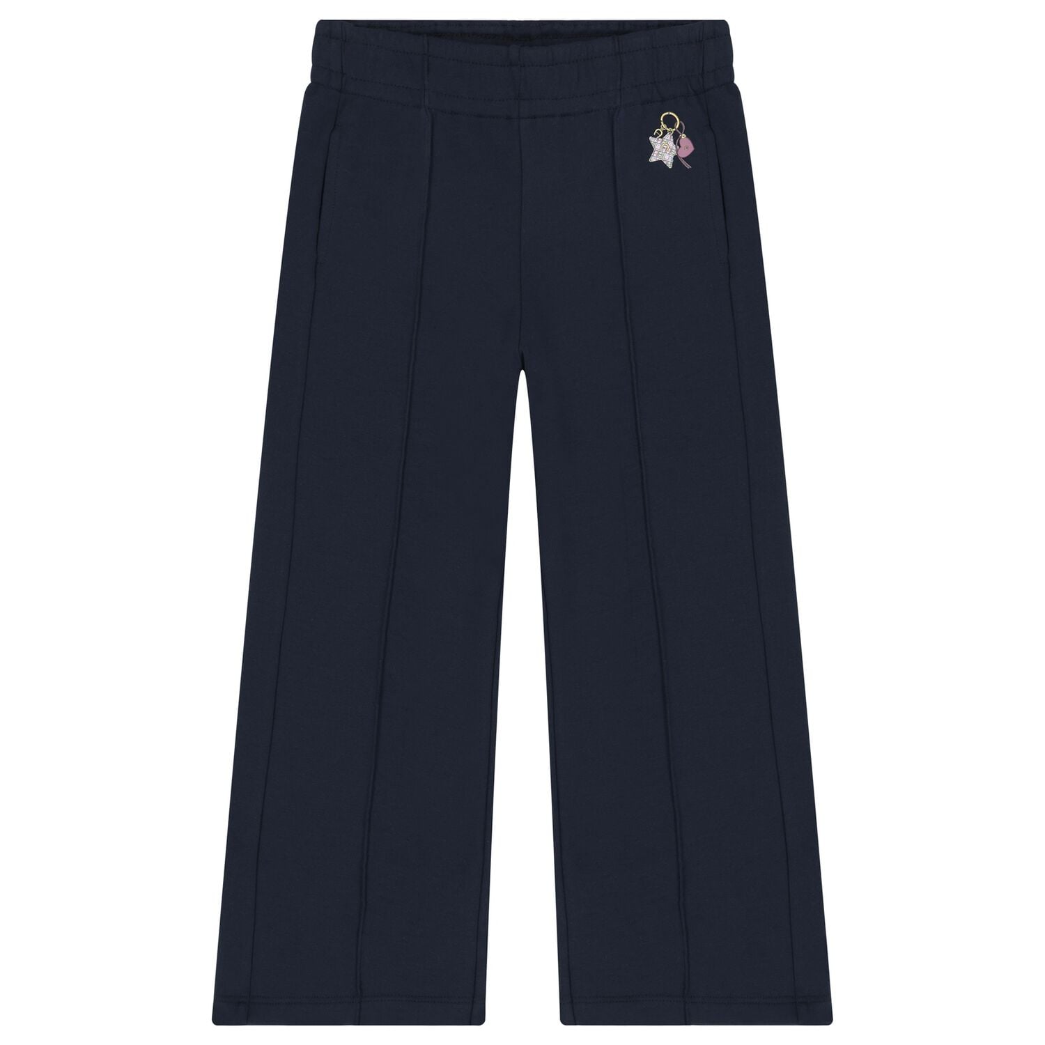 Girls Navy Blue Logo Trousers, 1, hi-res