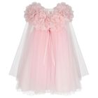 Girls Cendice Pink Organza Floral & Tulle Cape Dress, 2, hi-res