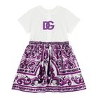 Baby Girls White & Purple Majolica Dress Set, 1, hi-res