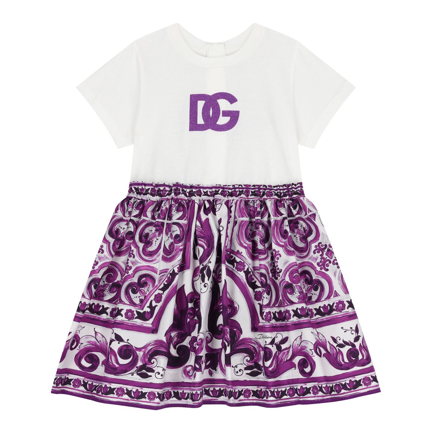 Baby Girls White & Purple Majolica Dress Set, 1, hi-res image number null