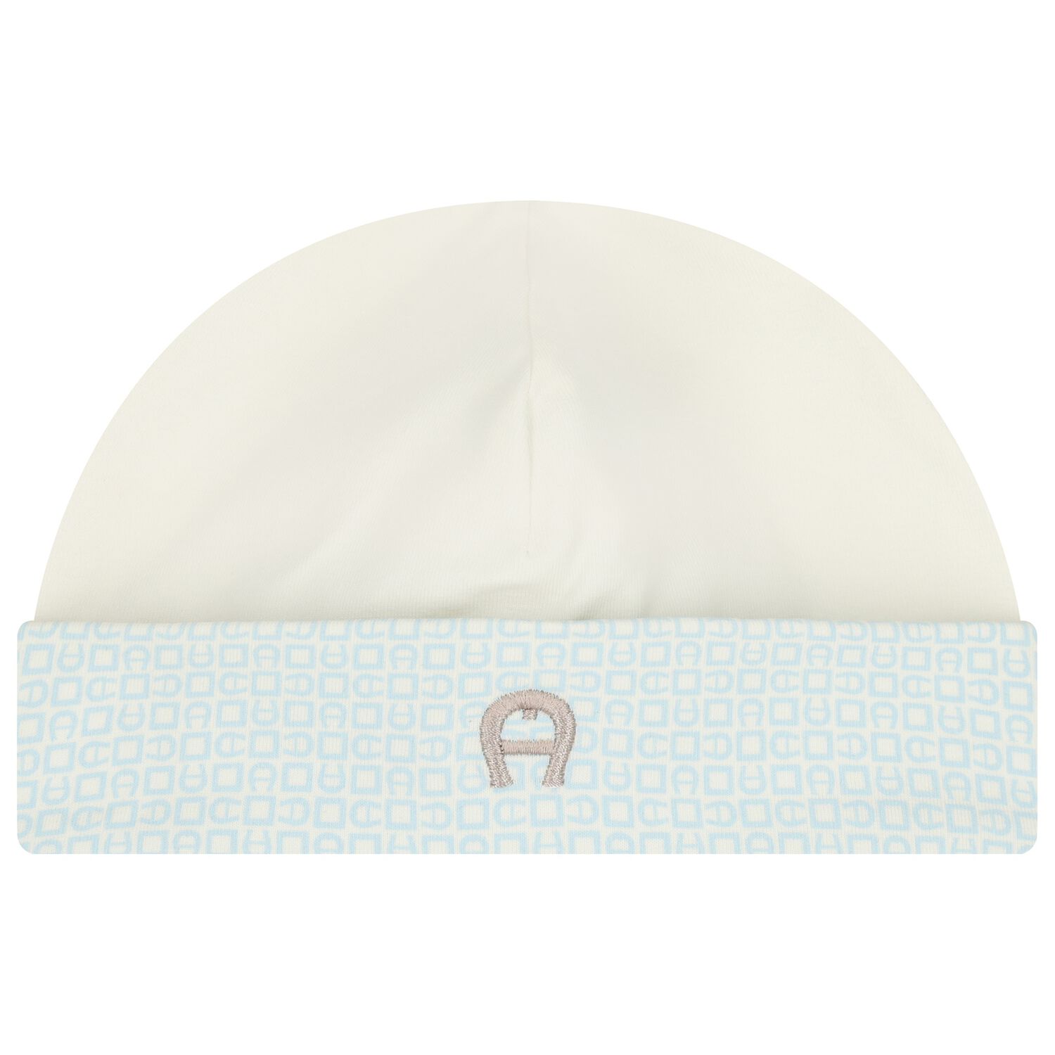 Baby Boys Ivory & Blue Logo Hat, 2, hi-res