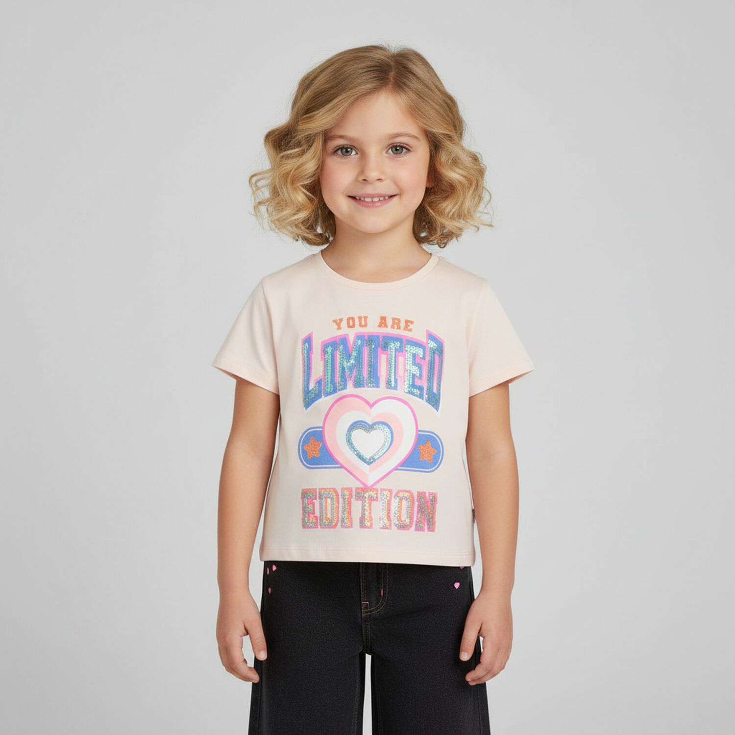 Girls Pink Embellished T-Shirt, 1, hi-res