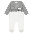 Baby Girls Grey & Ivory Babygrow, 1, hi-res