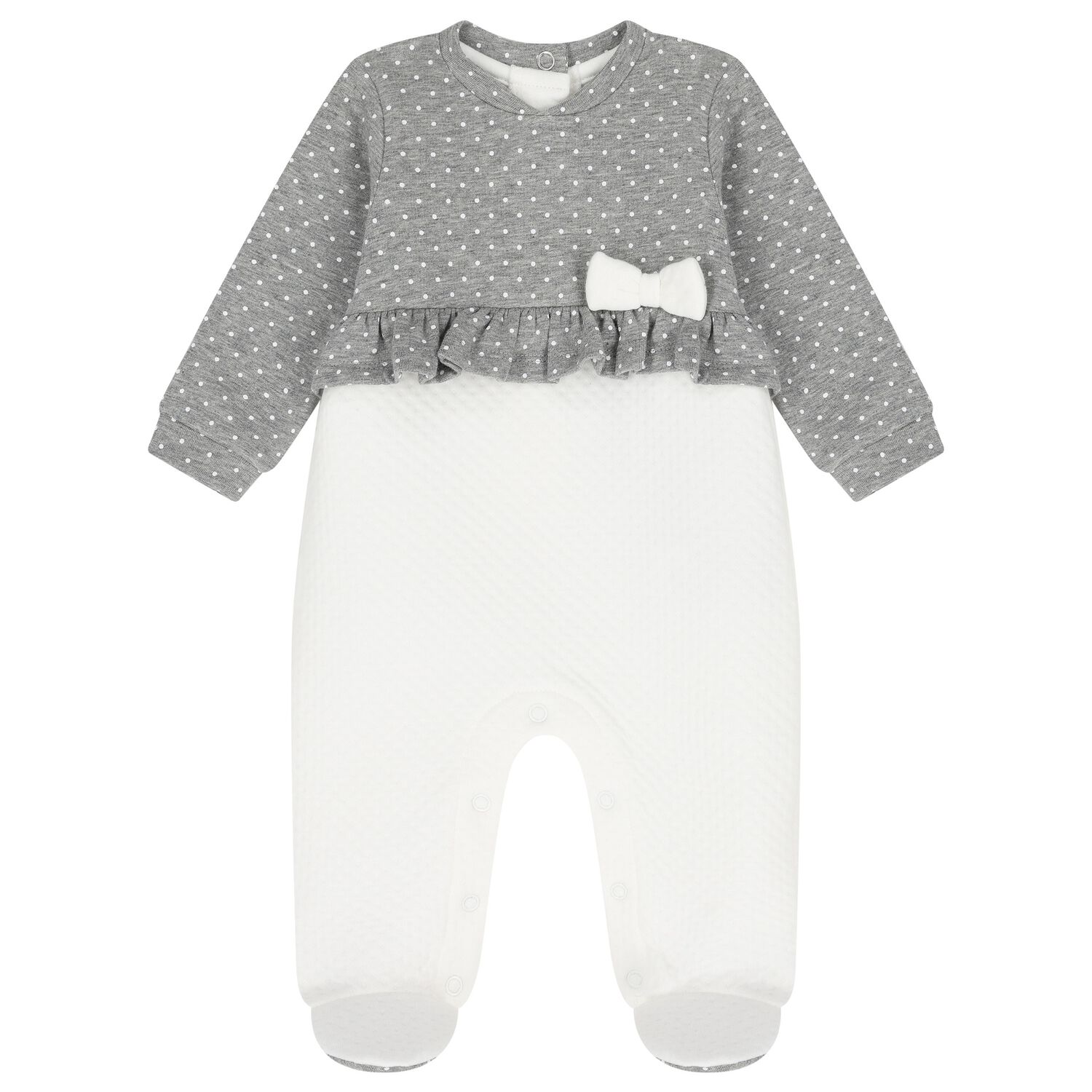 Baby Girls Grey & Ivory Babygrow, 1, hi-res