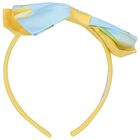 Girls Yellow & Blue Logo Bow Headband, 1, hi-res