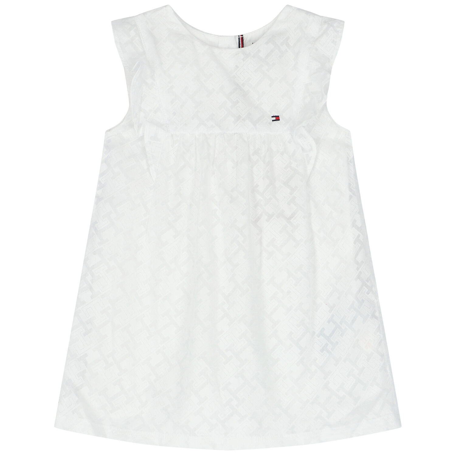 Baby Girls White Logo Dress, 1, hi-res