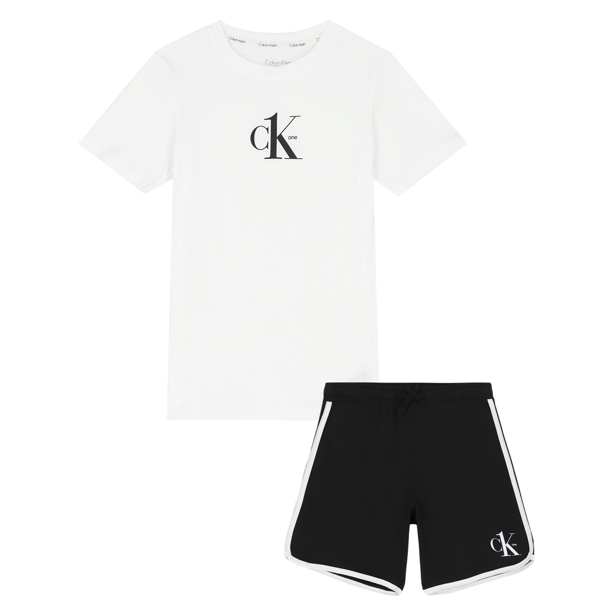 Calvin Klein Boys White Black Logo Pyjamas Junior Couture UK
