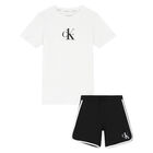 Boys White & Black Logo Pyjamas, 1, hi-res
