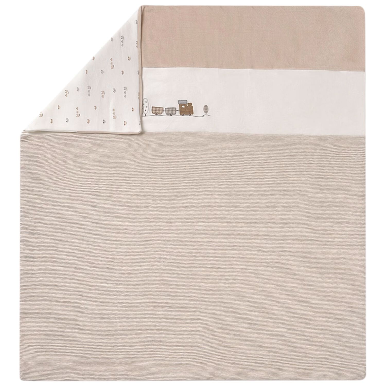 Beige Train Baby Blanket, 2, hi-res