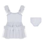 Baby Girls Silver Embellished Tulle Dress Set, 1, hi-res
